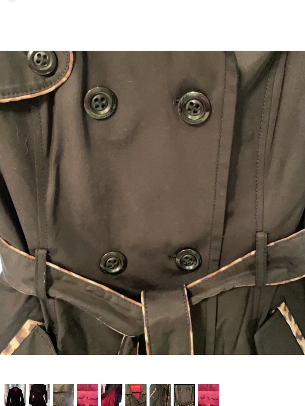Betsey Johnson Black Trench Coat with Pink Interior Accents - Picture 5 of 9